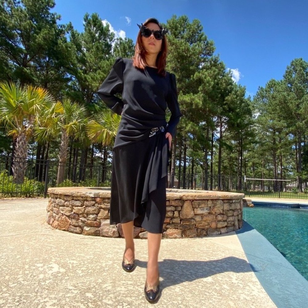 ATTENDING YOUR FUNERAL DRAPE-Y GOTH 80s DRESS
